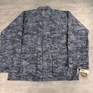 Backbone Jacket Mens Small Digital Camo Grey Blue Tactical Field Button Military